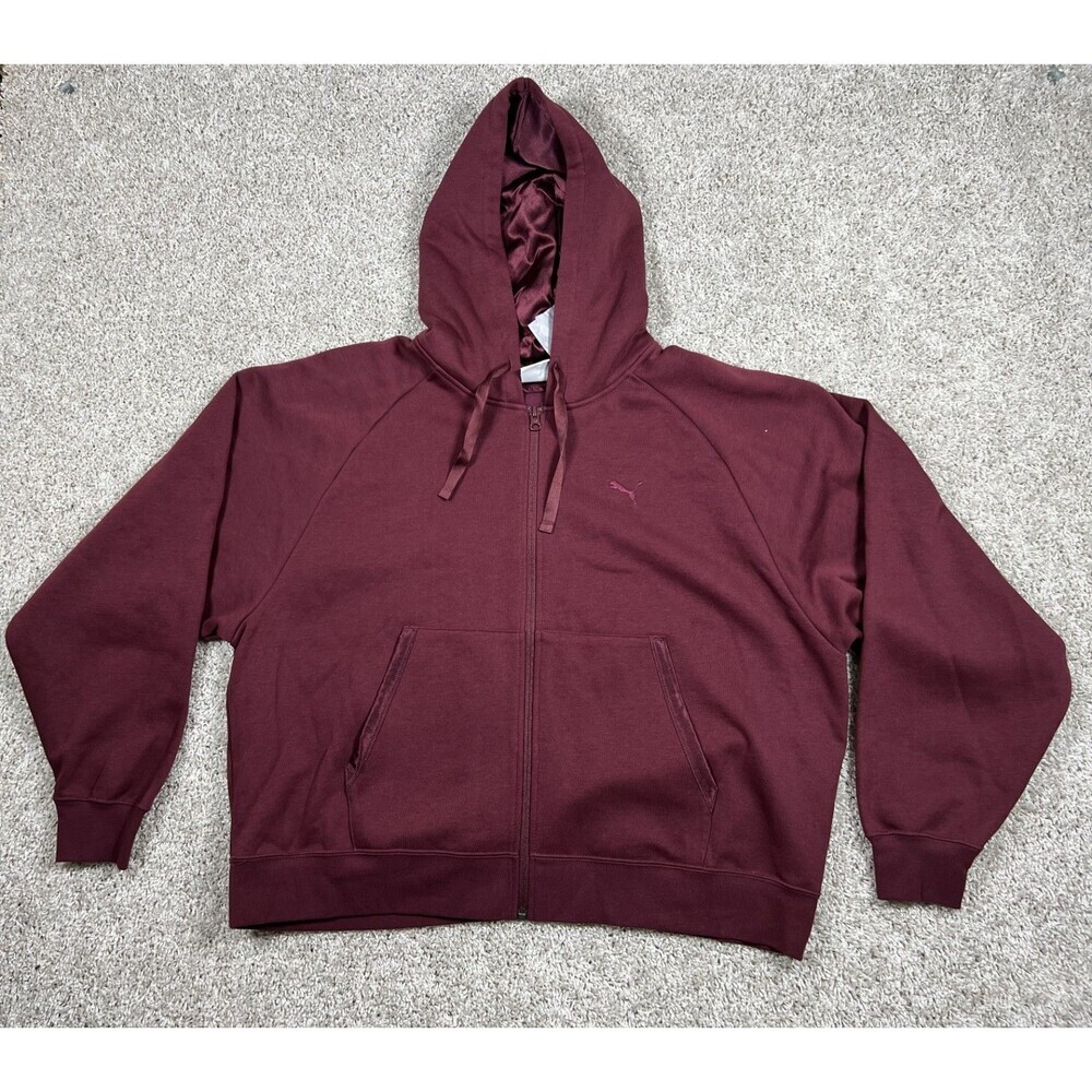 Puma ESS Elevated Full Zip Hoodie XXL Burgundy Fleece NWT